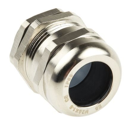 RS PRO Metallic Nickel Plated Brass Cable Gland, M20 Thread, 8mm min., 14mm max., IP68